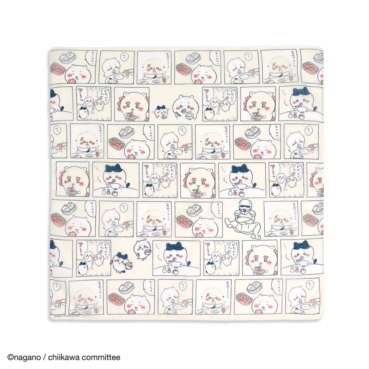 吉伊卡哇 手帕（咕嚕咕嚕 米色） ちいかわ ハンカチ（もぐもぐ ベージュ）