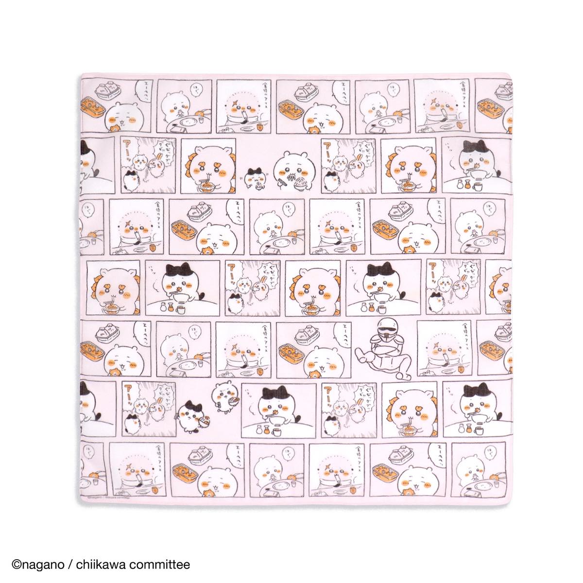 吉伊卡哇 手帕（咕嚕咕嚕 粉色） ちいかわ ハンカチ（もぐもぐ ピンク）