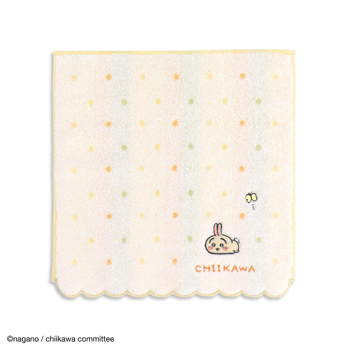 吉伊卡哇 毛巾手帕（圓點 黃色） ちいかわ タオルハンカチ（ドット イエロー）