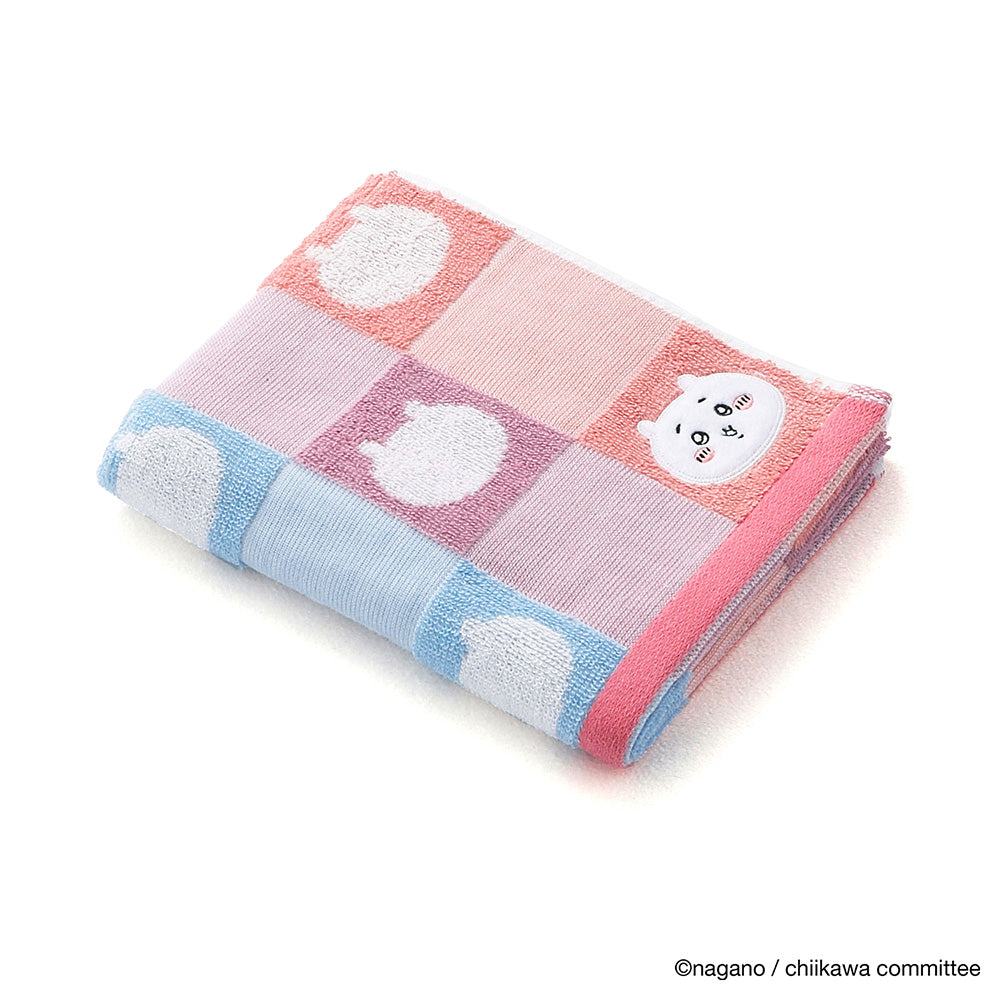 吉伊卡哇 面巾（圖案粉紅） ちいかわ フェイスタオル（パターン ピンク）