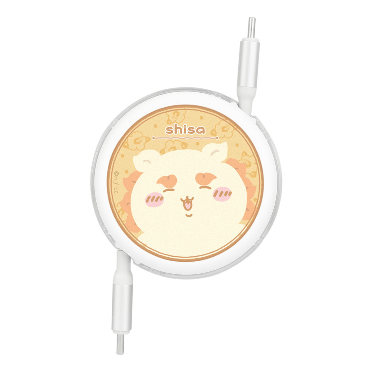 吉伊卡哇 USB Type-C相容 同步&充電卷線電纜（風獅爺） ちいかわ PD60W対応 USB2.0リール式Type-Cケーブル（シーサー）