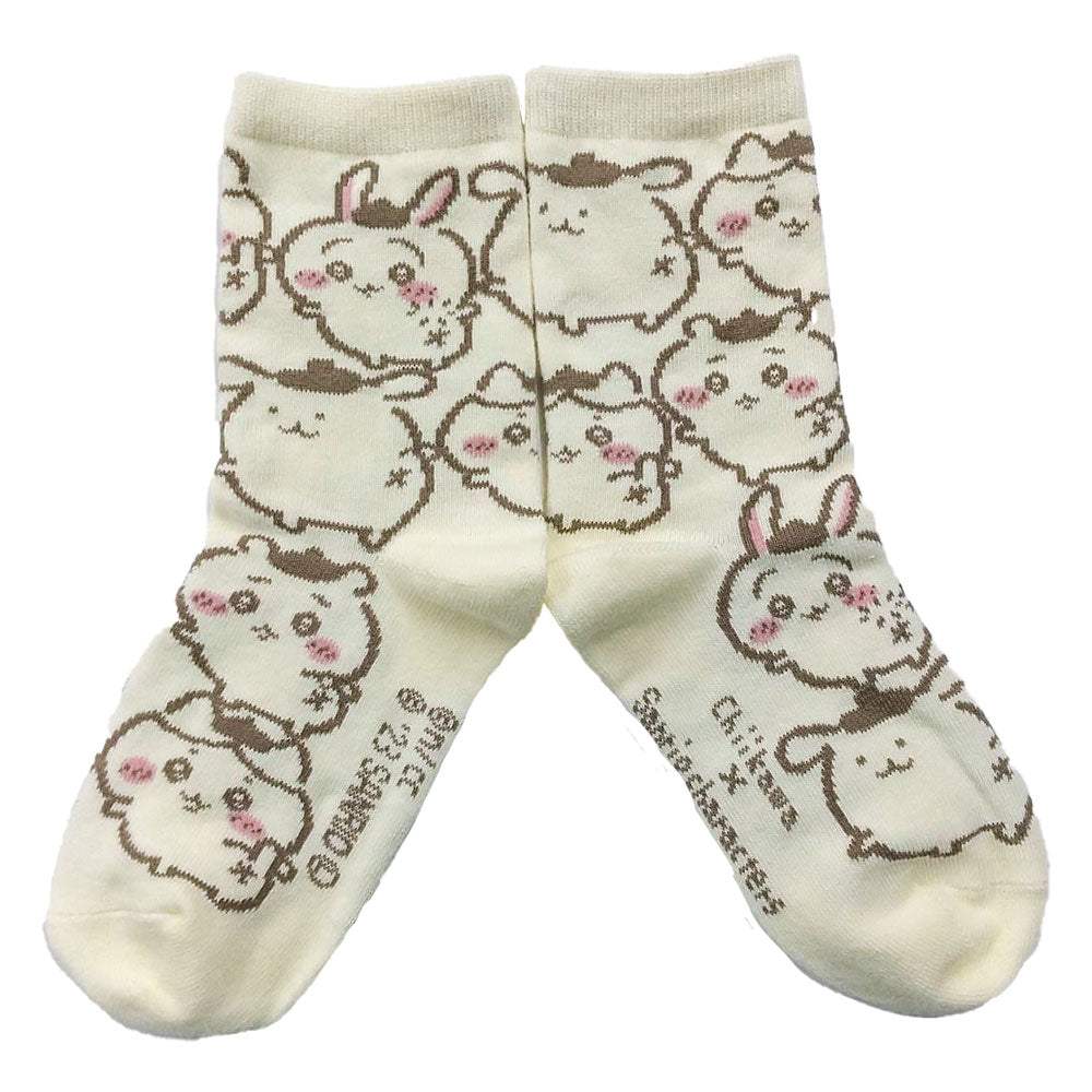 吉伊卡哇×三麗鷗角色 圓筒襪（布丁狗全圖案） 兒童款 ちいかわ×サンリオキャラクターズ クルーソックス（ポムポムプリン総柄） キッズ用