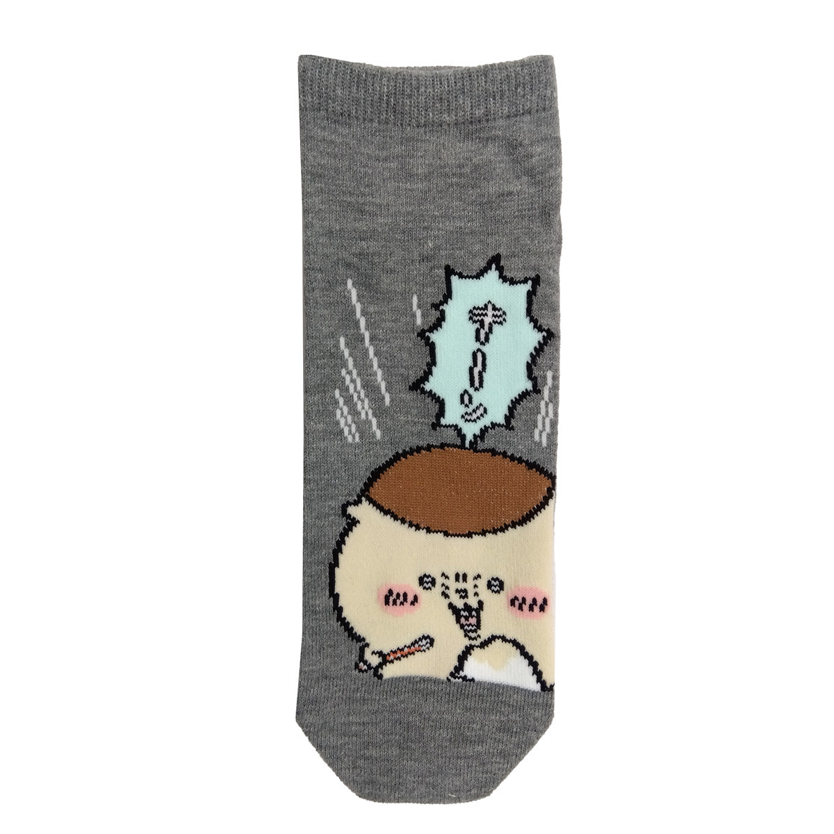 吉伊卡哇 短筒運動襪（栗子饅頭刨冰 灰色） 男性用 ちいかわ スニーカー丈ソックス（くりまんじゅうかき氷 グレー） メンズ用