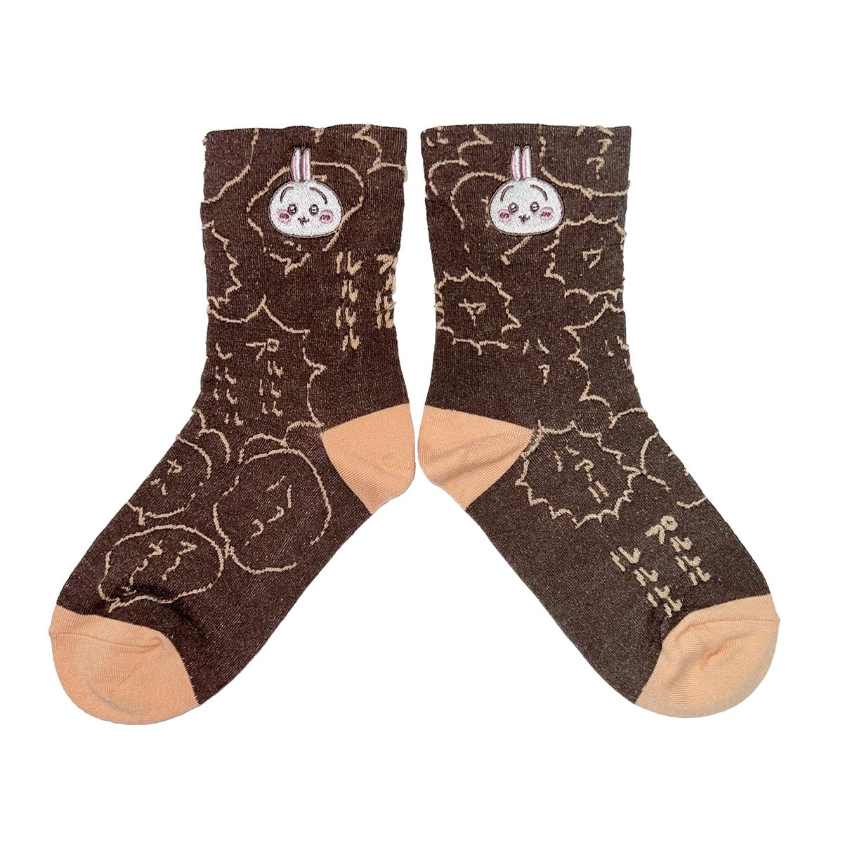 吉伊卡哇 漂浮刺繡中筒襪（小八貓 藍色）女士用 ちいかわ フロート刺繍クルーソックス（うさぎ ブラウン） レディース用