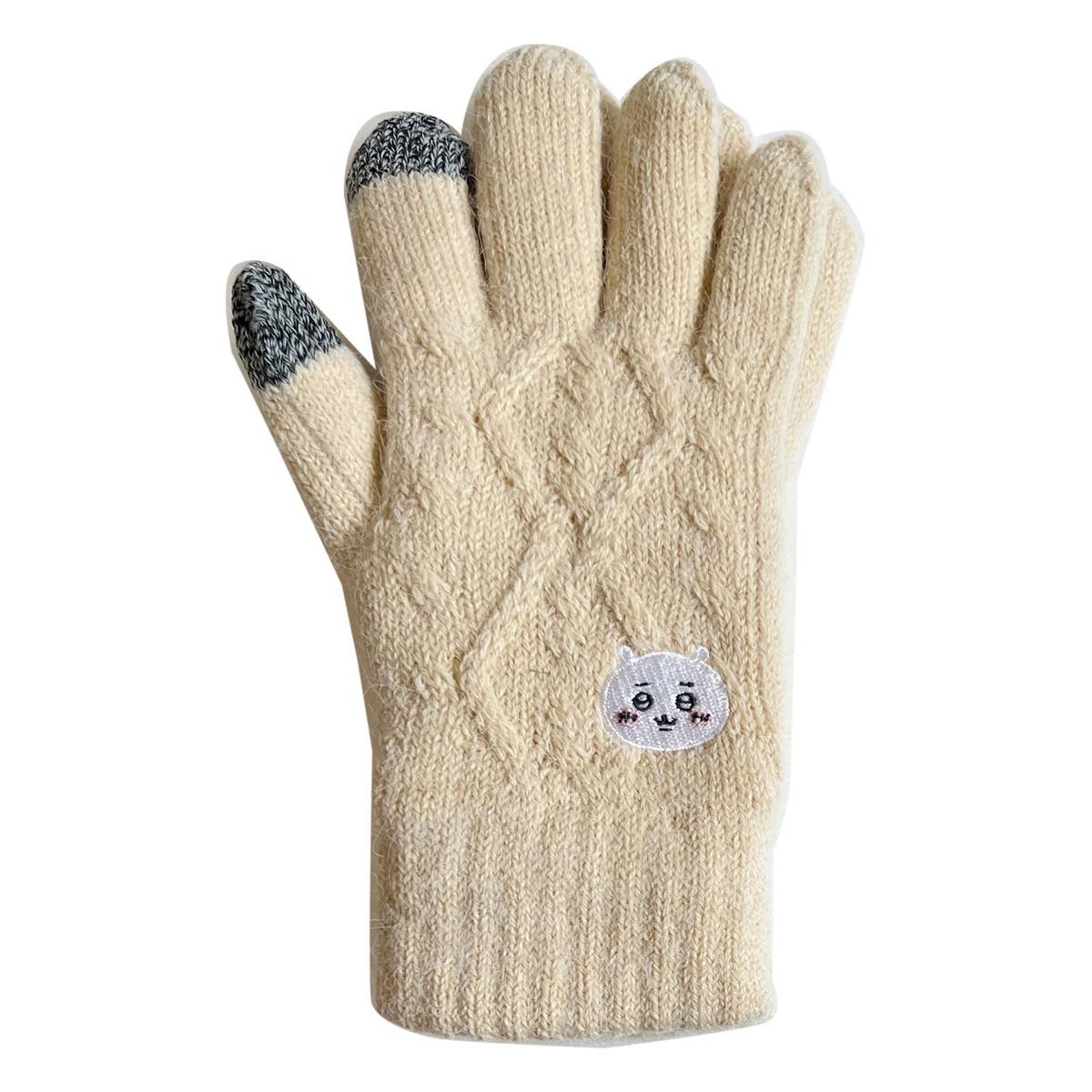 吉伊卡哇 支援智慧型手機電纜手套（吉伊卡哇 臉） ちいかわ スマホ対応ケーブル手袋（ちいかわ フェイス）