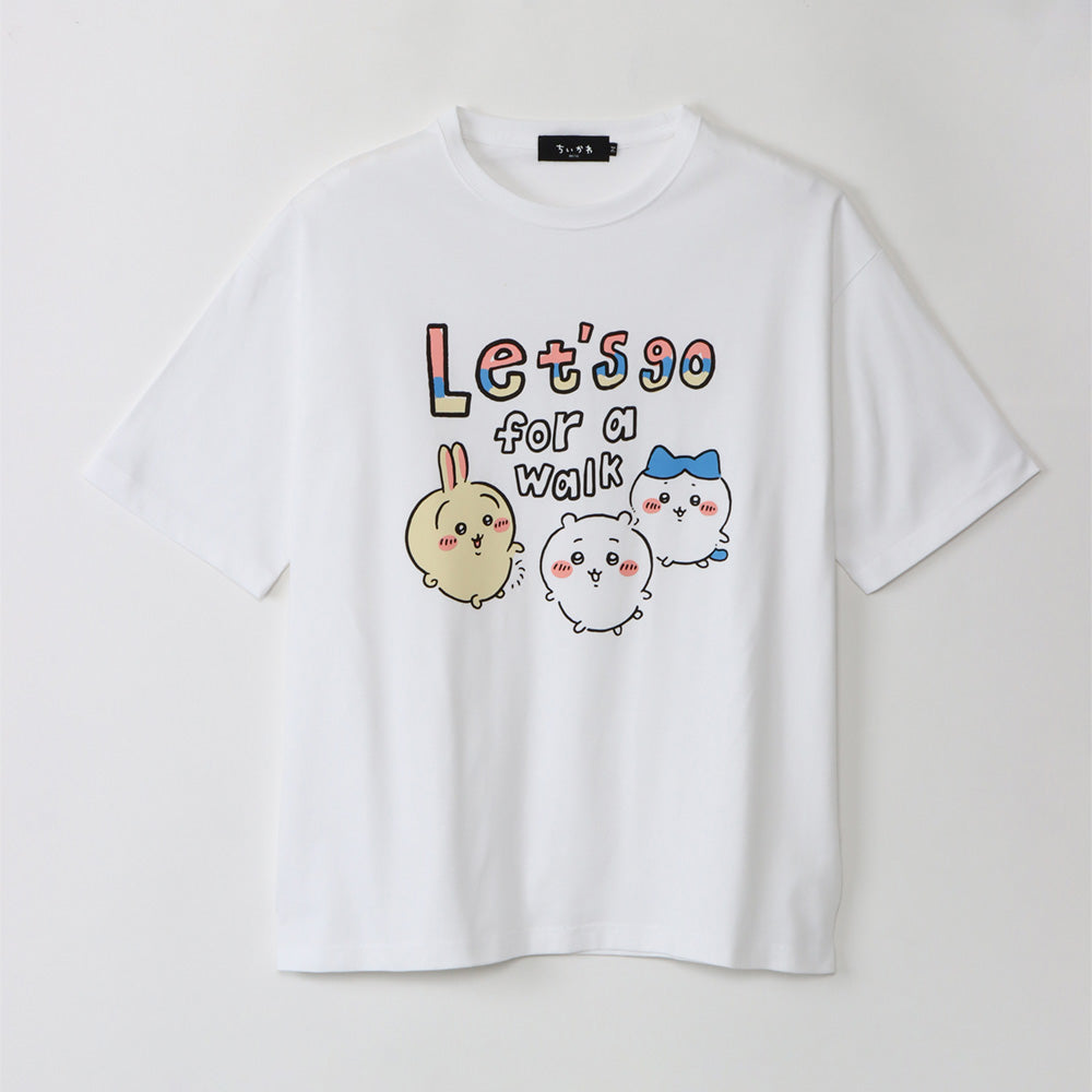 吉伊卡哇 出遊好開心！大T恤 散步 白色 ちいかわ お出かけ楽しみ！な ビッグTシャツ お散歩 ホワイト