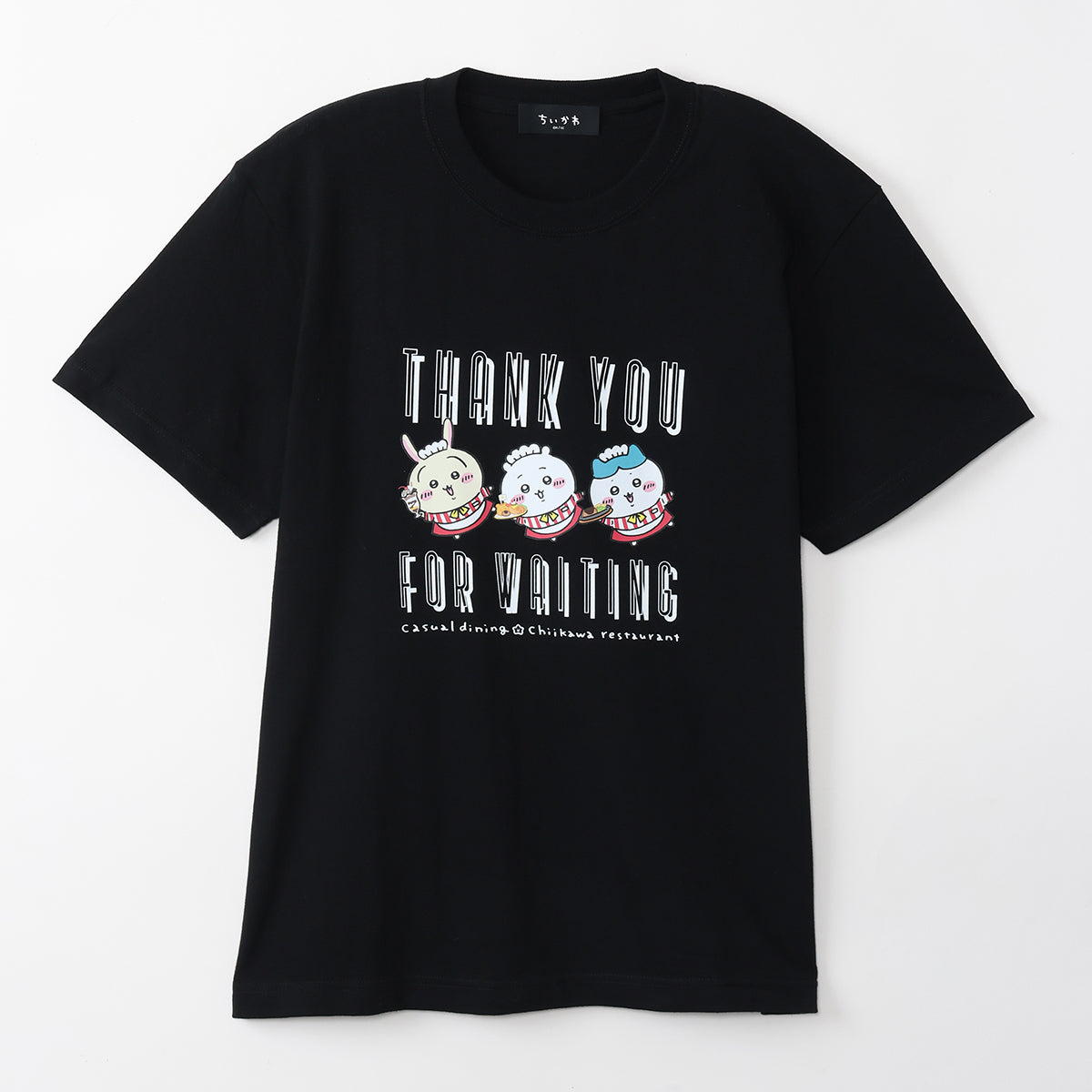 吉伊卡哇 吉伊卡哇餐廳 T恤 THANK YOU FOR WAITING 黑色 ちいかわ ちいかわレストラン Tシャツ THANK YOU FOR WAITING ブラック