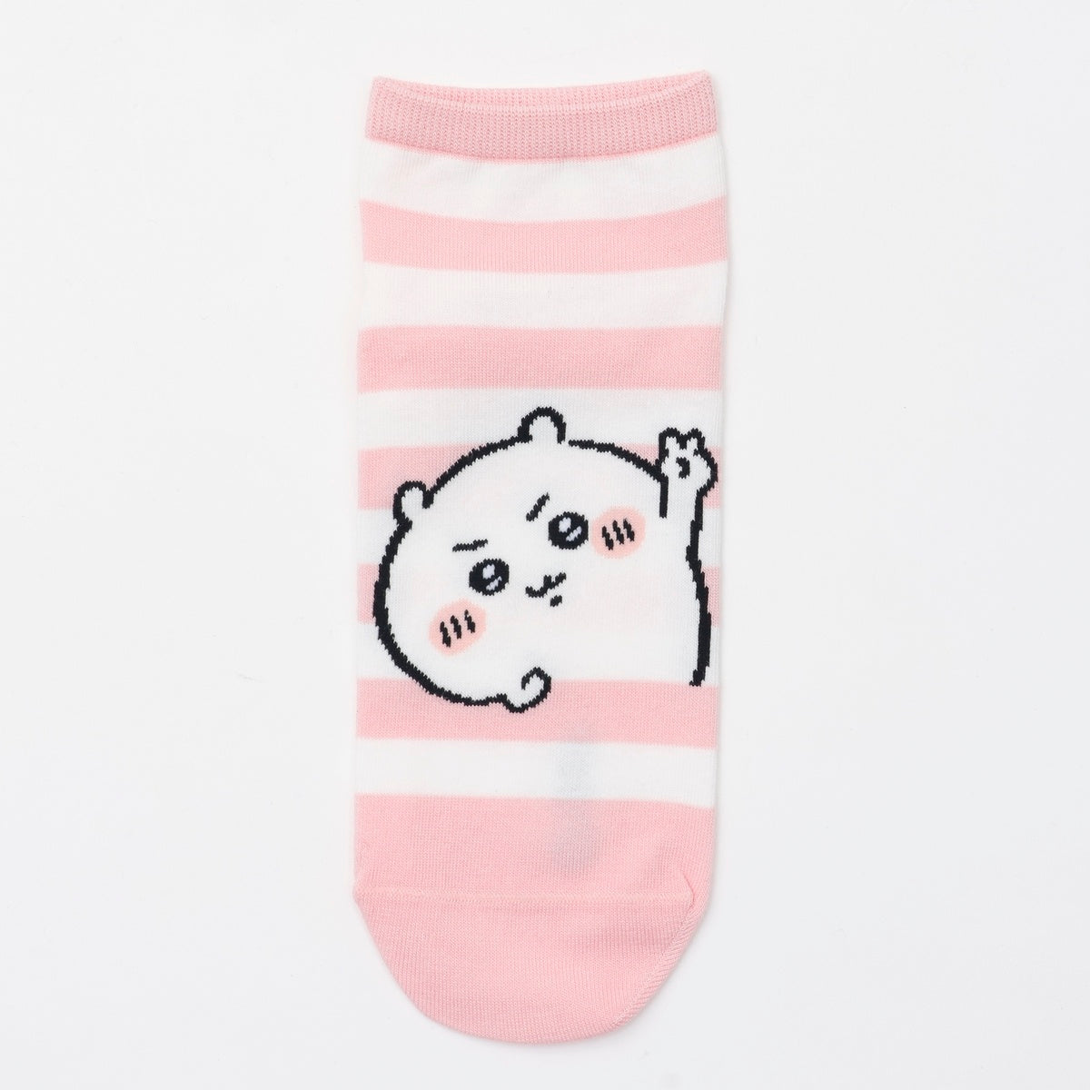 吉伊卡哇 中筒襪 吉伊卡哇Peace 粉紅條紋 ちいかわ クルーソックス ちいかわピース ピンクボーダー
