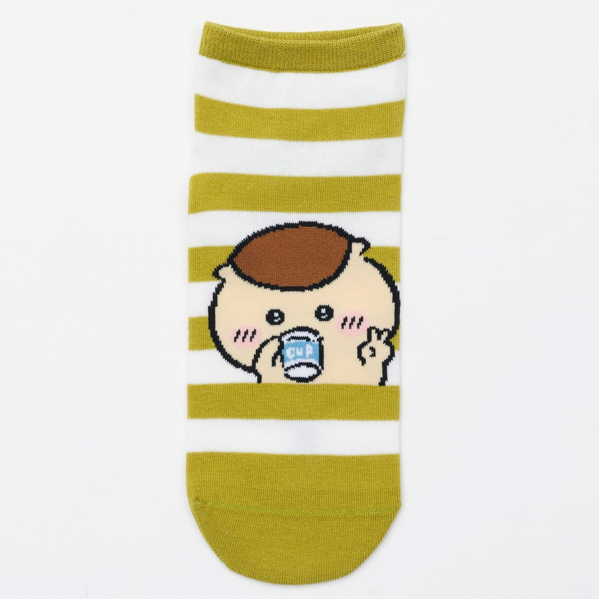 吉伊卡哇 中筒襪 栗子饅頭Peace 綠色條紋 ちいかわ クルーソックス くりまんじゅうピース グリーンボーダー