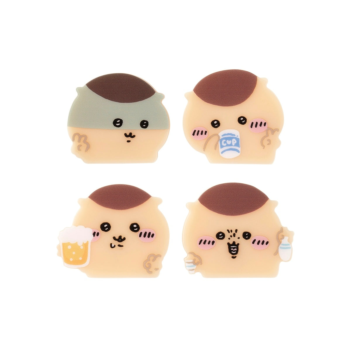 吉伊卡哇 4個套裝亞克力徽章（和平的栗子饅頭） ちいかわ 4個セットアクリルバッジ（ピースなくりまんじゅう）