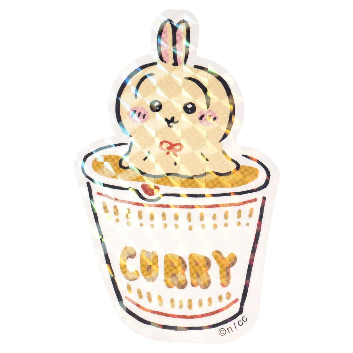 吉伊卡哇 貼紙（烏拉亞哈坊主 杯麵） ちいかわ スマホに貼れるサイズのホログラムステッカー（ウラヤハボウズ カップ麺）