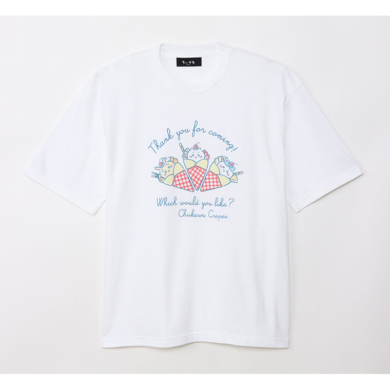 吉伊卡哇×瑪莉歐可麗餅 大尺寸T恤 可麗餅 白色 ちいかわ×マリオンクレープ ビッグTシャツ クレープ ホワイト