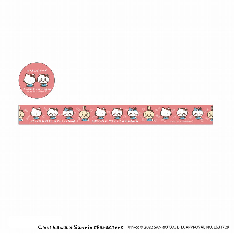 吉伊卡哇×三麗鷗角色 大型膠帶S（HELLO KITTY×吉伊卡哇） ちいかわ×サンリオキャラクターズ マスキングテープS（ハローキティ×ちいかわ）