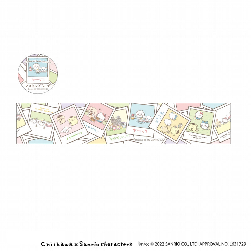 吉伊卡哇×三麗鷗角色 大型膠帶L（回憶） ちいかわ×サンリオキャラクターズ マスキングテープL（思い出）