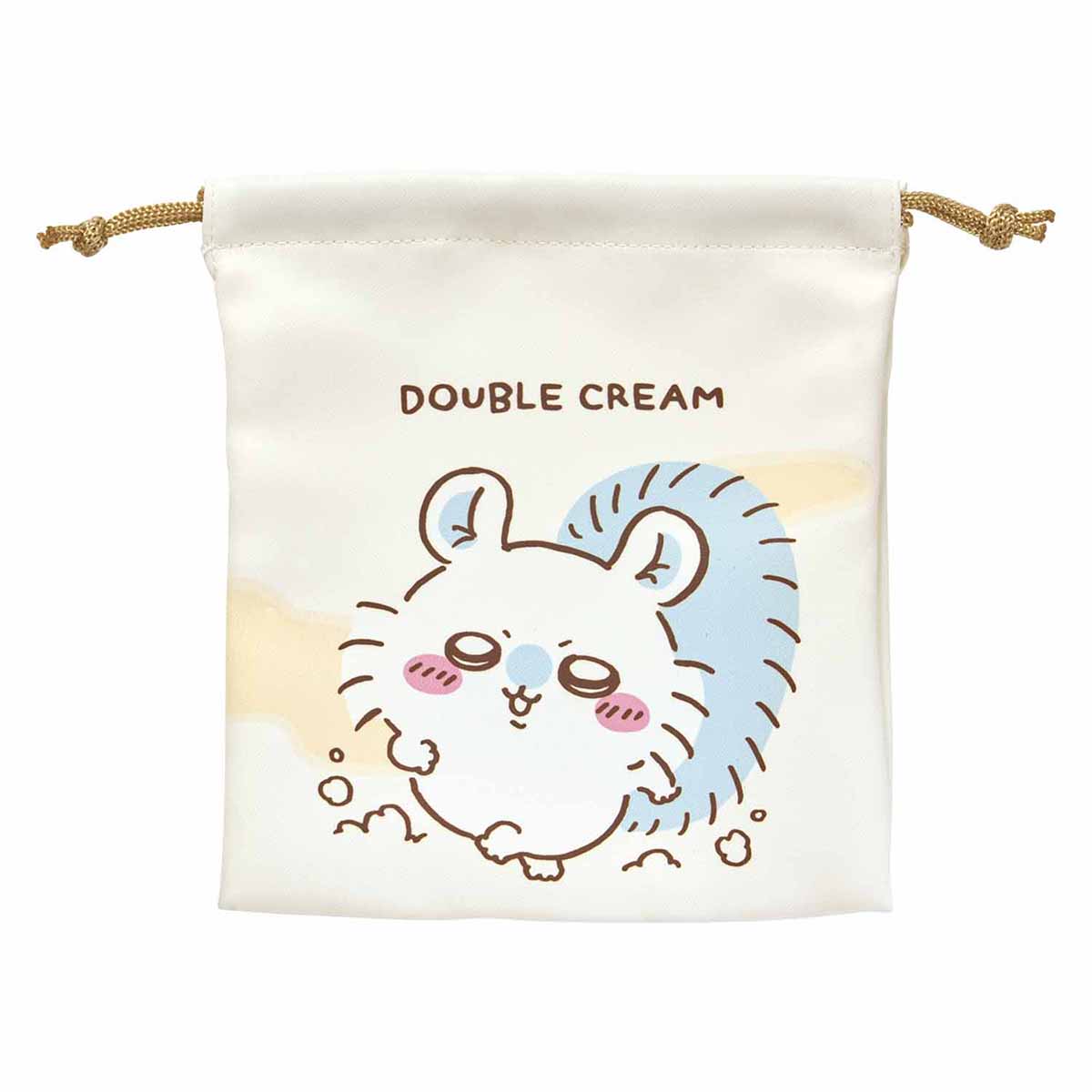 吉伊卡哇 預約開心出遊！適合大小物品的巾包（雙重奶油） ちいかわ お出かけ楽しみ！な ほどよいサイズの巾着（ダブルクリーム）