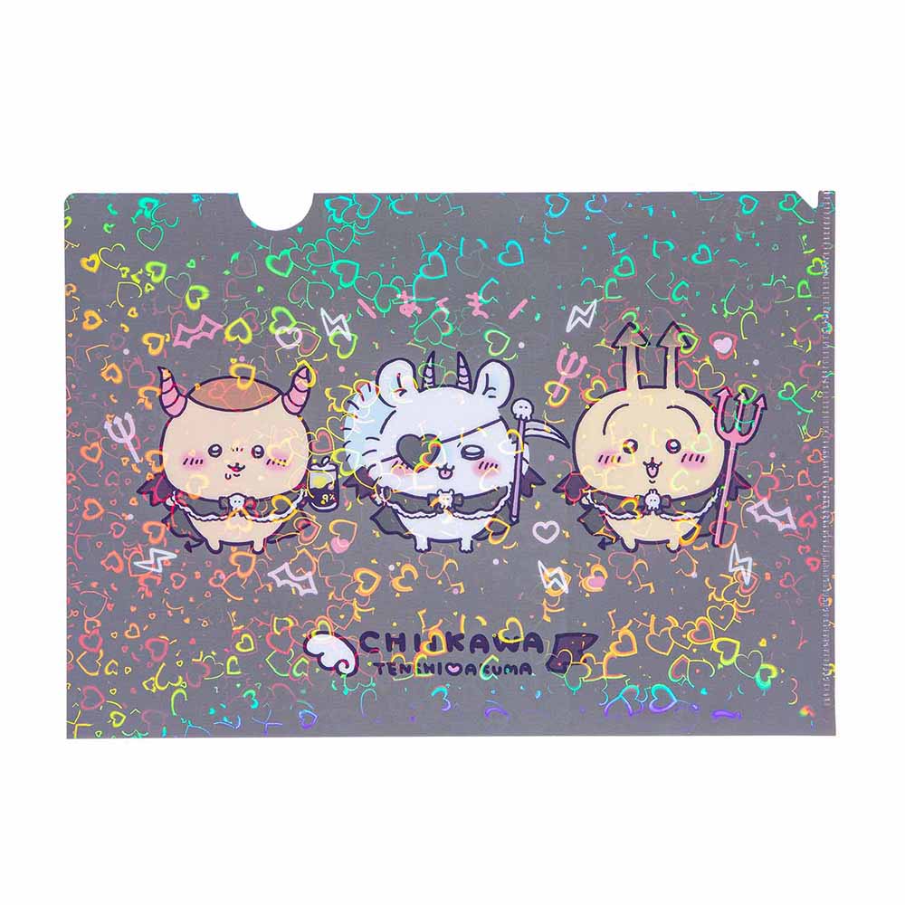 吉伊卡哇 天使?惡魔 全息A4透明文件夾（惡魔） ちいかわ てんし♡あくま ホログラムA4クリアファイル（あくま）