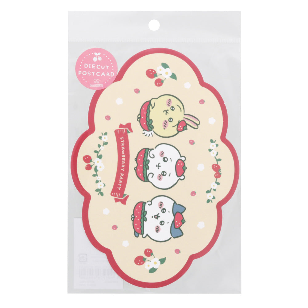 吉伊卡哇 剪裁明信片（草莓褲子） ちいかわ ダイカットポストカード（いちごパンツ）