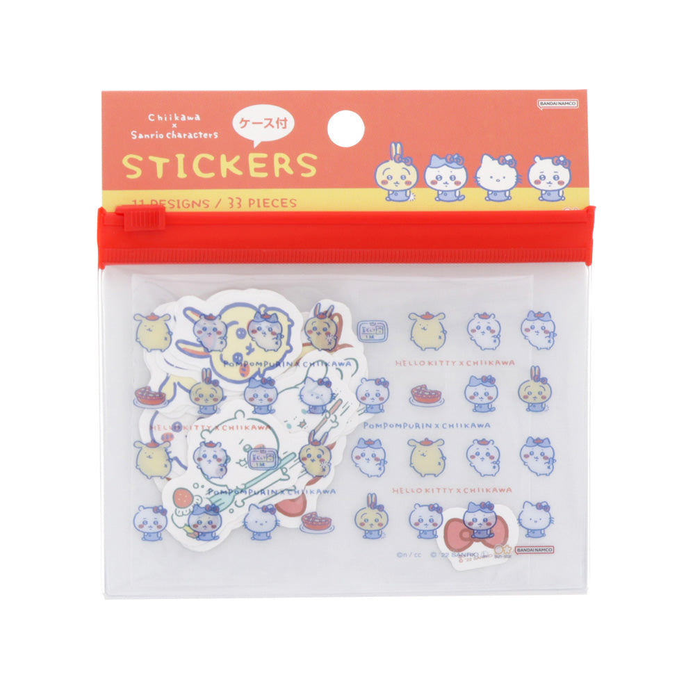 吉伊卡哇×三麗鷗角色們 附盒雪花貼紙（紅色） ちいかわ×サンリオキャラクターズ ケース付フレークシール（レッド）
