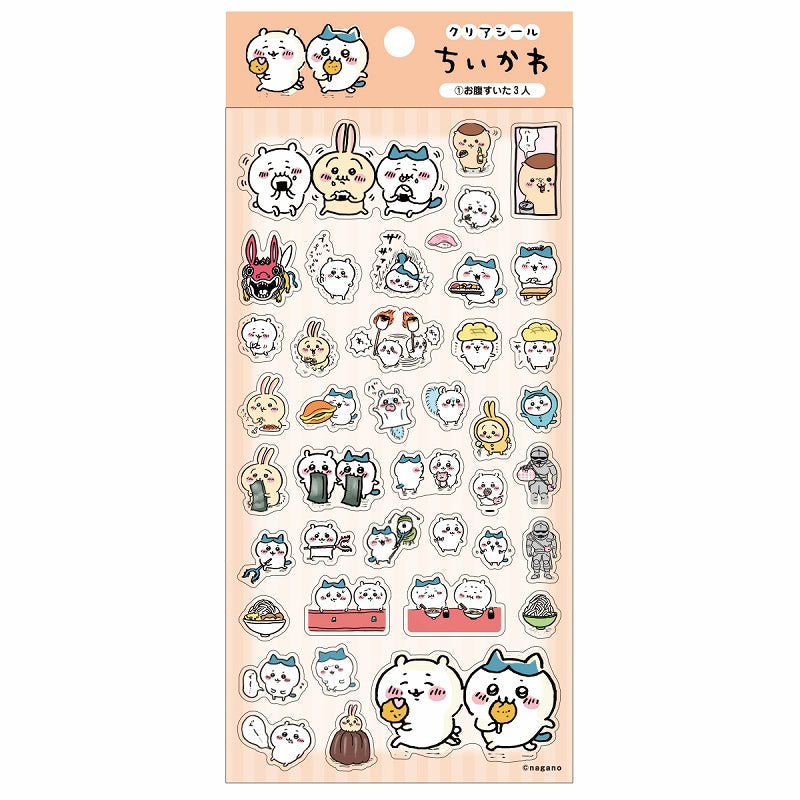 吉伊卡哇 透明貼紙①肚子餓的三個人 ちいかわ クリアシール①お腹すいた3人