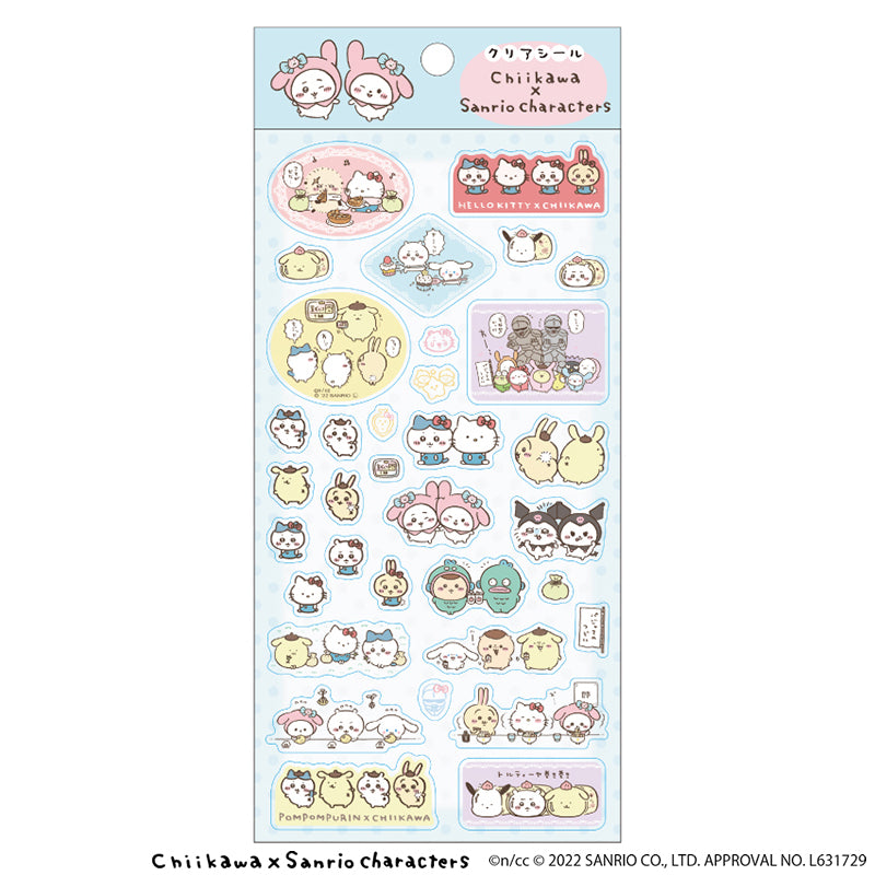 吉伊卡哇×三麗鷗角色 透明貼紙 ちいかわ×サンリオキャラクターズ クリアシール