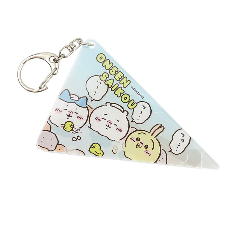 吉伊卡哇 旗幟型壓克力鑰匙圈（溫泉太棒了） ちいかわ ペナント型アクリルキーホルダー（温泉最高）