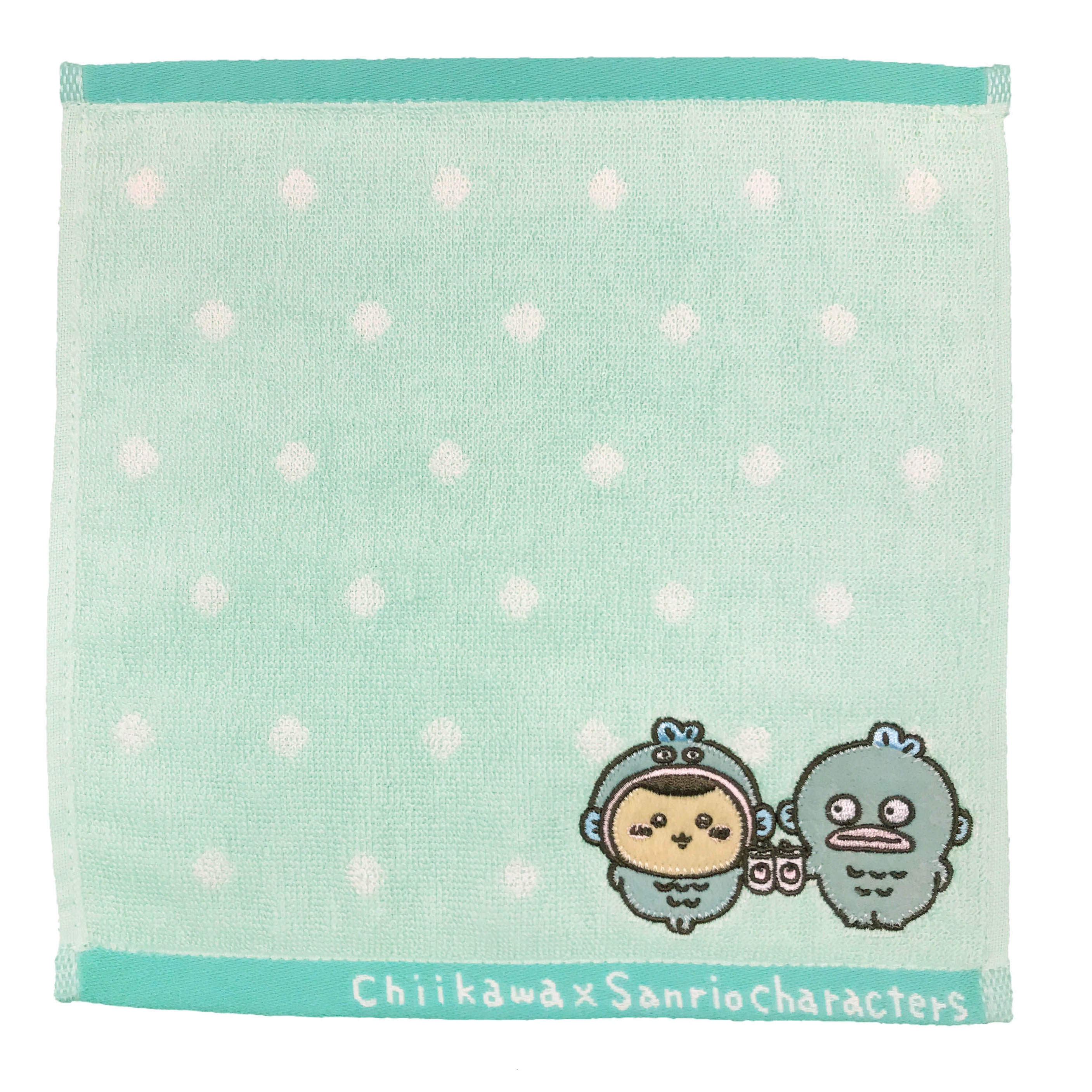 吉伊卡哇×三麗鷗角色 迷你毛巾（栗子饅頭與半魚丼） ちいかわ×サンリオキャラクターズ ミニタオル（くりまんじゅうとハンギョドン）