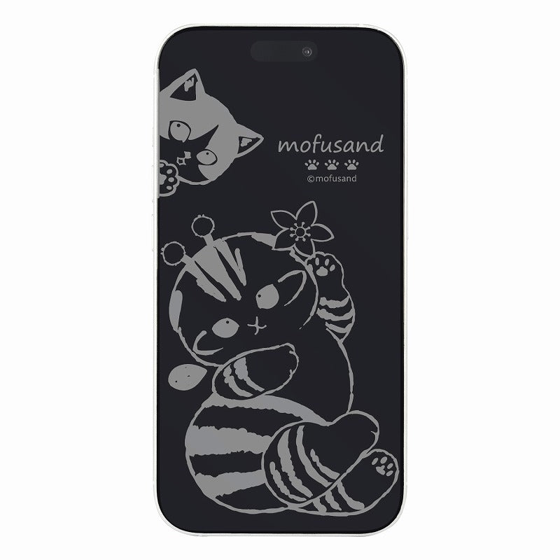 mofusand iPhone 15 / 15Pro / 14 / 14pro / 13/13 / 13Pro兼容玻璃屏幕保護膜（Bee Nyan） mofusand iPhone 15／15Pro／14／14Pro／13／13Pro対応 ガラススクリーンプロテクター(ハチにゃん)