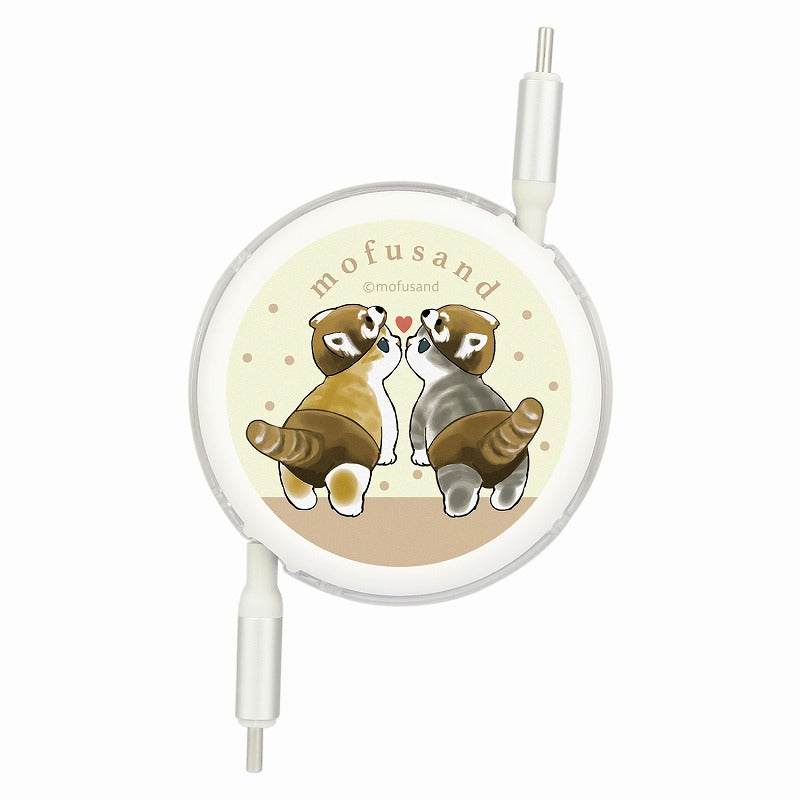 mofusand PD60W兼容USB2.0類型-C型電纜（小熊貓Nyan） mofusand PD60W対応 USB2.0 リール式Type-Cケーブル(レッサーパンダにゃん)