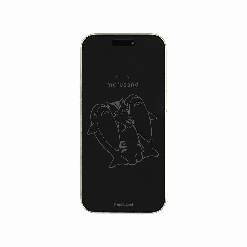 mofusand iPhone兼容玻璃屏幕保護器（鯊魚貓) mofusand iPhone対応 ガラススクリーンプロテクター(サメにゃん)