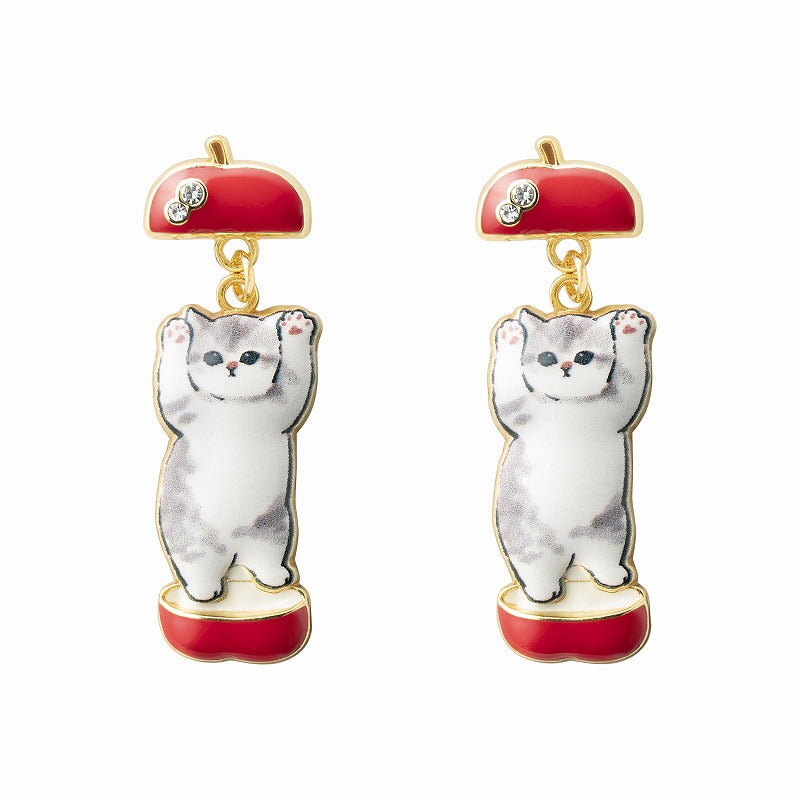 mofusand Shakeyura刺耳的耳環（蘋果） mofusand ゆらゆらピアス(りんご)
