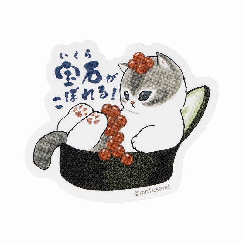 mofusand 貓壽司 – 足夠大的貼紙可以粘在智能手機上（珠寶溢出！） mofusand にゃんこ寿司 スマホに貼れるサイズのステッカー(宝石がこぼれる！)