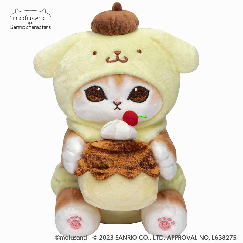 mofusand×三麗鷗 玩偶S（蓬鬆蛋白） mofusand×サンリオキャラクターズ ぬいぐるみS(ポムポムプリン)