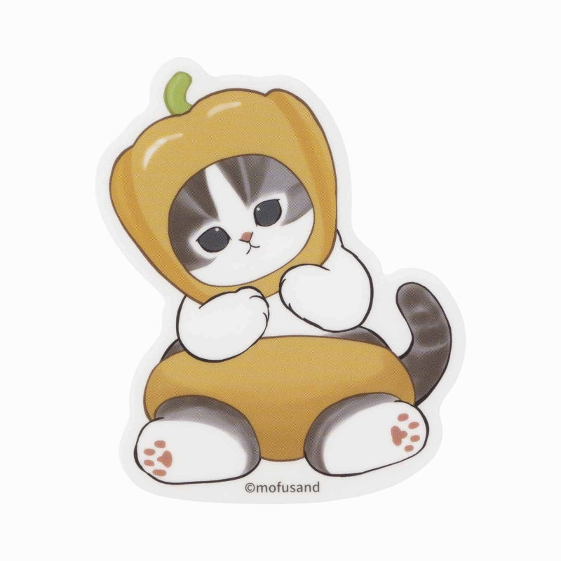 mofusand 毛絨市集 可以粘貼在智能手機上的尺寸貼紙（辣椒粉黃色） mofusand もふもふマルシェ スマホに貼れるサイズのステッカー(パプリカ黄)