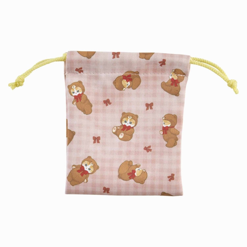 mofusand展覽污垢也可以用作2片迷你拉鍊的超細纖維（Chirashi圖案） mofusand展 汚れもふけるマイクロファイバー2個セットミニ巾着(ちらし柄)