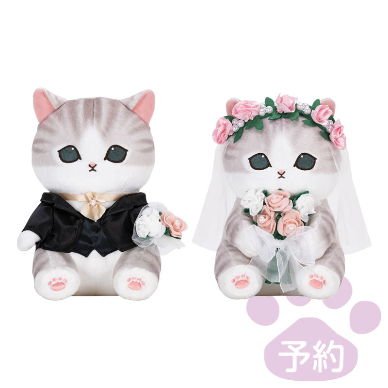 mofusand Nyanko婚禮對玩偶（新娘Nyan / Grand Housepor Nyan）[原定於2023年10月初依次運送] mofusand にゃんこのウエディングペアぬいぐるみ(花嫁にゃん・花婿にゃん)