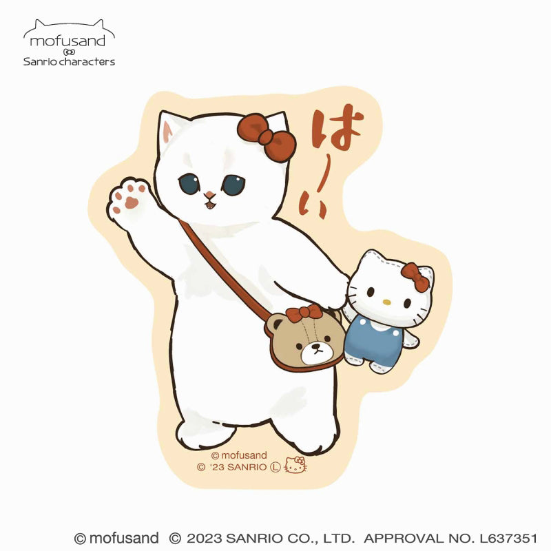 mofusand×三麗鷗 可以粘貼在智能手機（HUI）上的清晰貼紙 mofusand×サンリオキャラクターズ スマホに貼れるサイズのクリアステッカー(はーい)