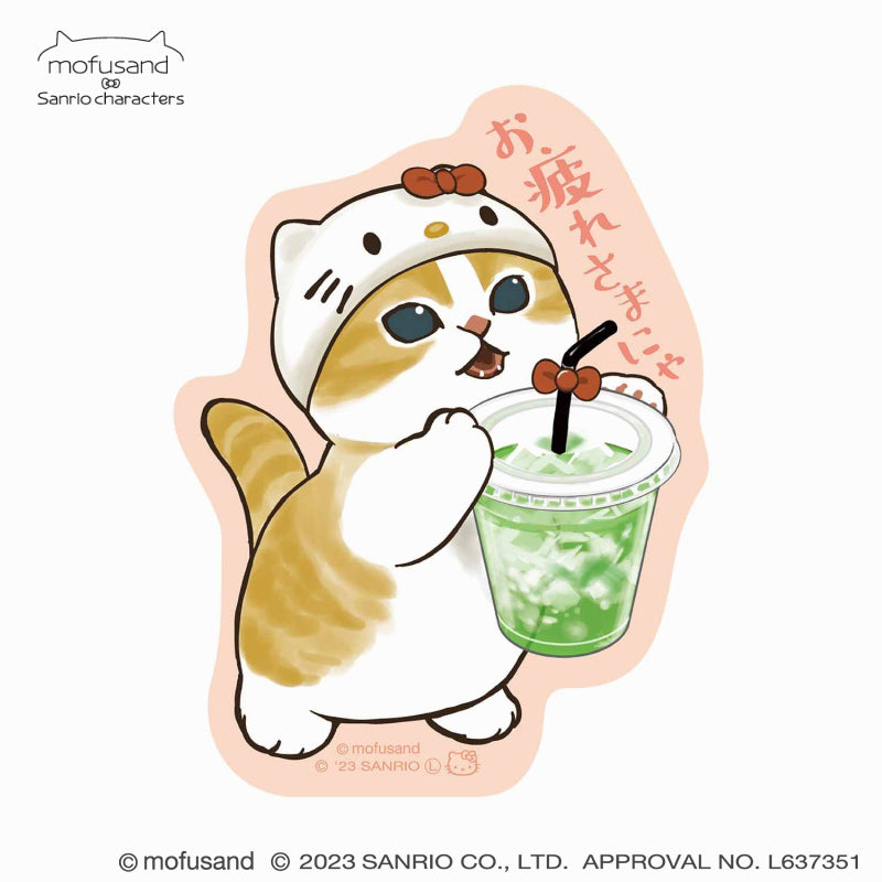 mofusand×三麗鷗 可以在智能手機上粘貼的清晰貼紙（謝謝您的辛勤工作） mofusand×サンリオキャラクターズ スマホに貼れるサイズのクリアステッカー(お疲れさまにゃ)