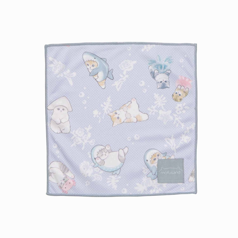 mofusand 涼爽的手帕（藍色） mofusand ひんやりハンカチ(ブルー)