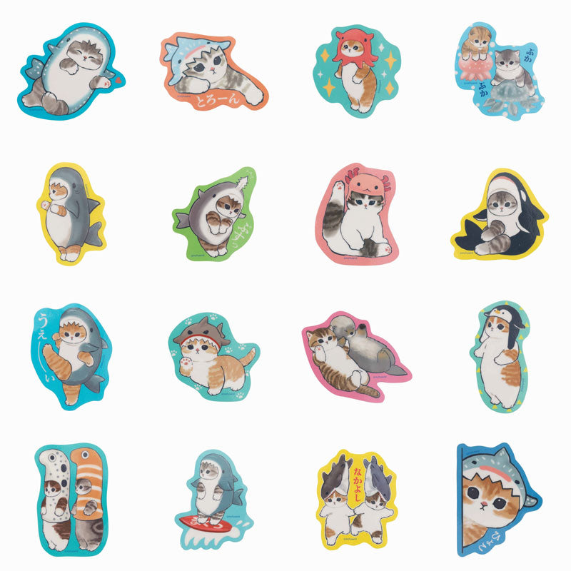 mofusand 海洋貓交易清晰貼紙（總共16種類型） mofusand 海洋生物ネコ トレーディングクリアステッカーコレクション(全16種)