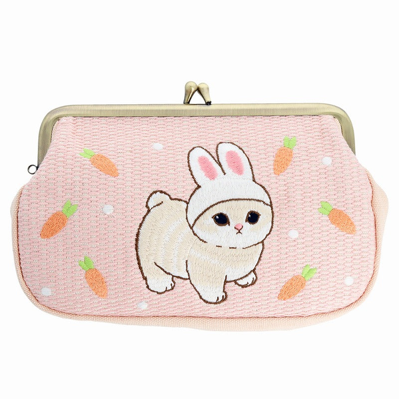 mofusand tatami刺繡袋（兔仔貓) mofusand 畳刺繍がま口ポーチ(うさにゃん)