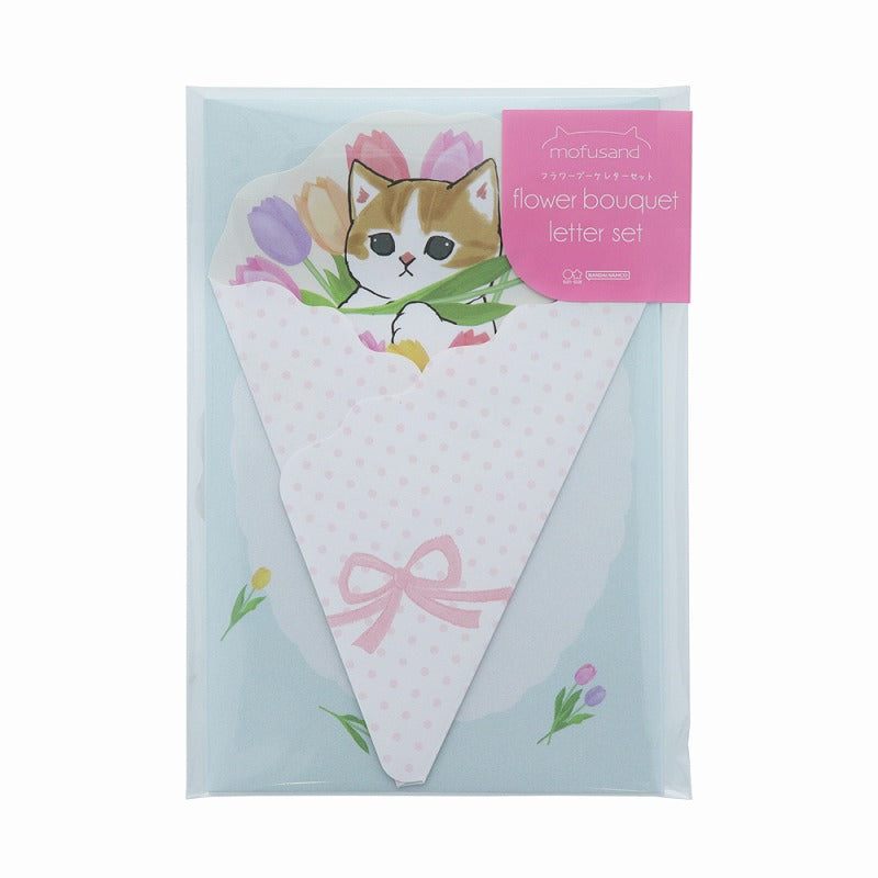 mofusand 花束套件（淺藍色） mofusand フラワーブーケレターセット(ライトブルー)