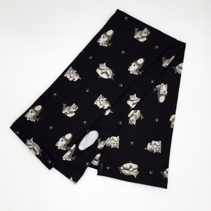 mofusand 打印臂蓋（鯊魚貓總模式黑色） mofusand プリントアームカバー(サメにゃん総柄 黒)