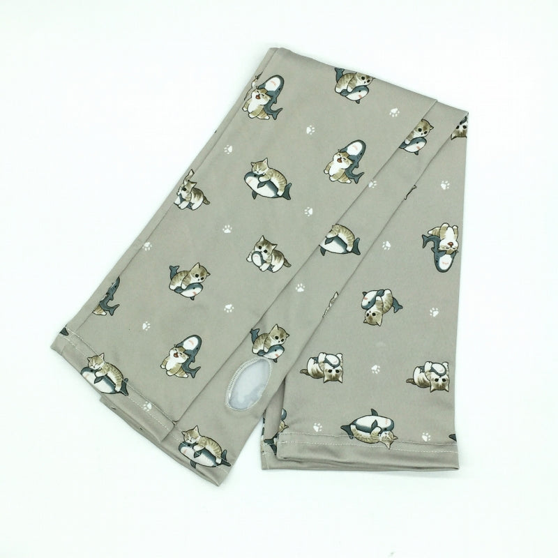 mofusand 打印臂蓋（鯊魚貓總模式灰色） mofusand プリントアームカバー(サメにゃん総柄 グレー)