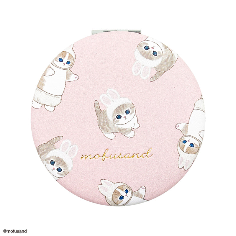 mofusand 圓鏡刺繡孔（兔兔） mofusand サークルミラー 刺繍ボア(うさぎ)