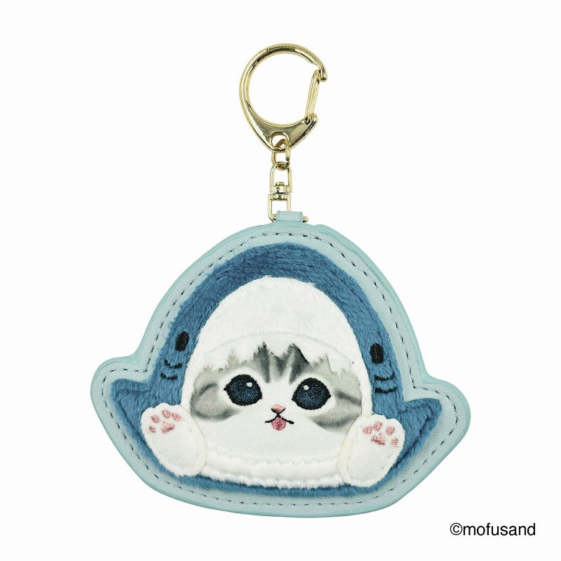 mofusand 蓬鬆的補丁鑰匙圈(鯊魚貓・高） mofusand ふわもこワッペンキーホルダー(サメにゃん・がおー)