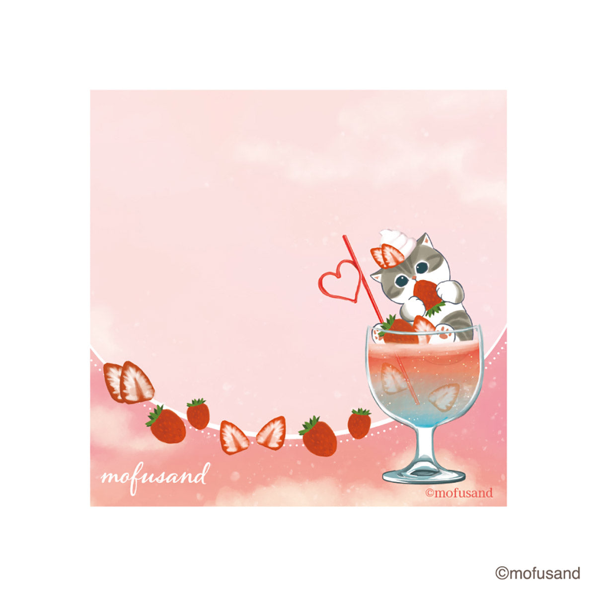 mofusand 粘稠的多彩蘇打（紅色） mofusand 付箋 カラフルソーダ(レッド)