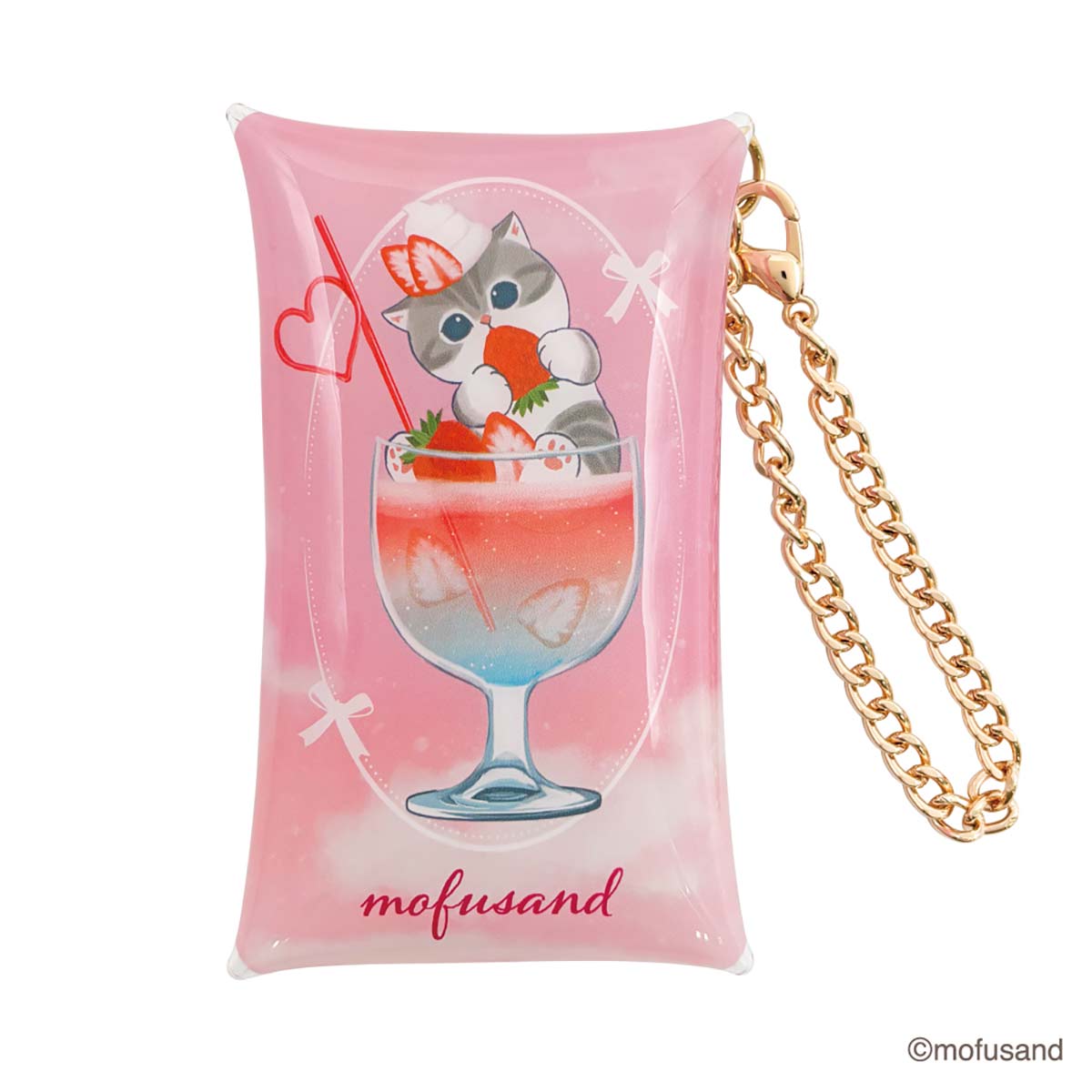 mofusand 與鏈彩色蘇打 mofusand チェーン付きクリアマルチケースS カラフルソーダ