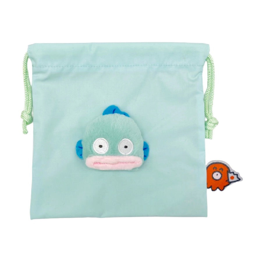 長野 x 三麗鷗角色 鑽孔纏繞（Hangyodon） ナガノ×サンリオキャラクターズ ボアフェイス巾着（ハンギョドン）