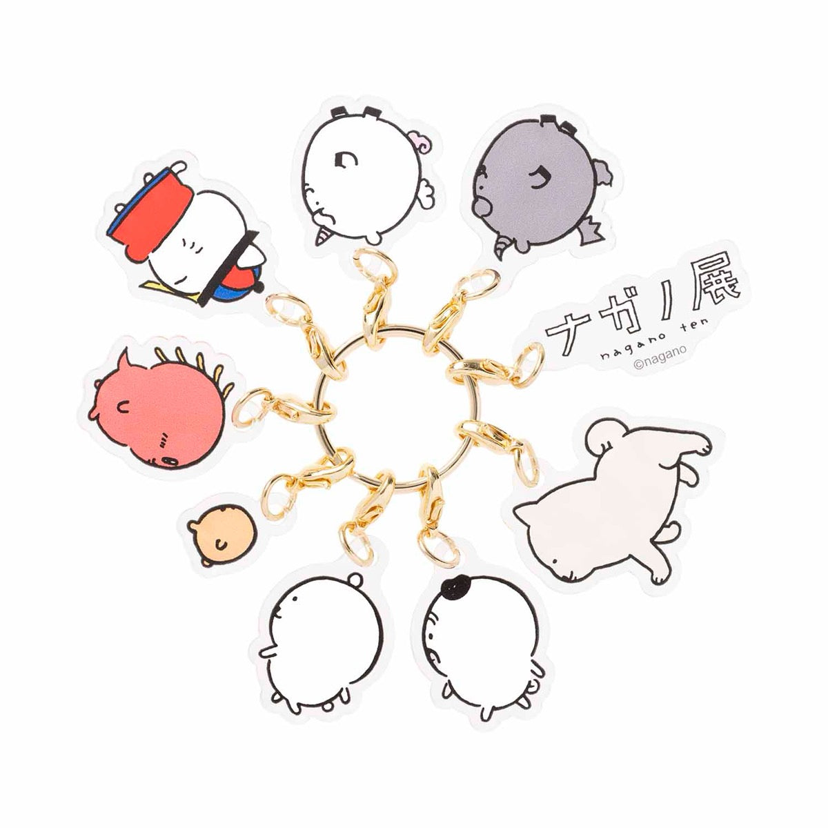 長野字符9丙烯酸魅力（長野熊對齊） ナガノキャラクターズ 9連アクリルチャーム（ナガノのくまたち整列）