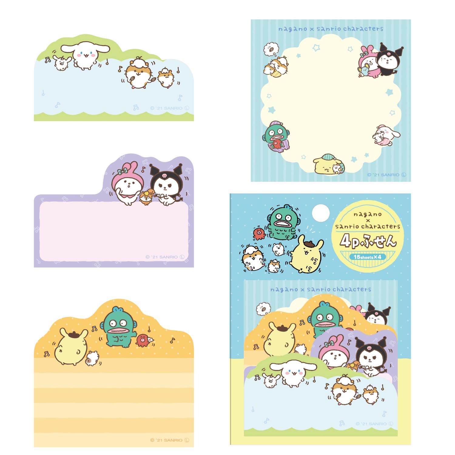 長野 x 三麗鷗角色 4p sensen② ナガノ×サンリオキャラクターズ 4Pふせん②